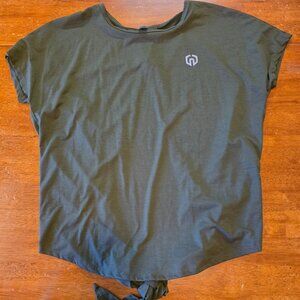 Women's Neleus Open Back Tie Hem Shirt Green XL